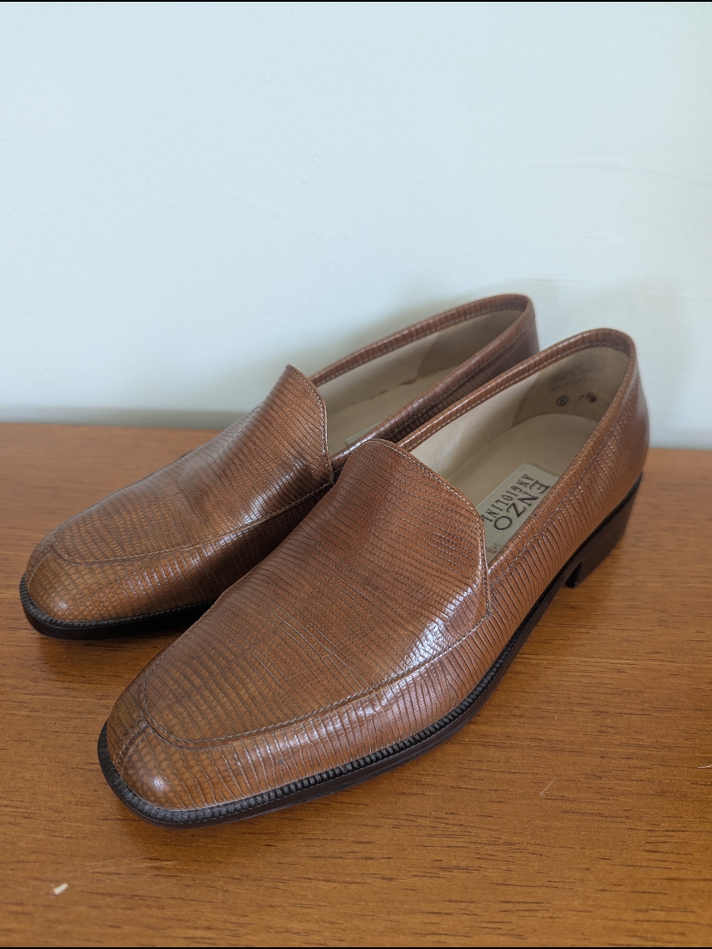 Enzo Angiolini Women's Brown Leather Slip-On Loafers Preppy Country Club